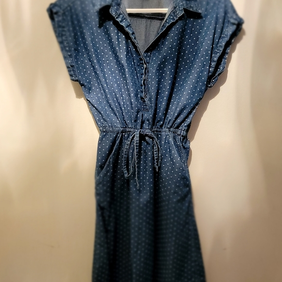 Old Navy Summer Mini Dress, Casual, Size XS, Color:Jeans Blue/ White dots. - Picture 4 of 6